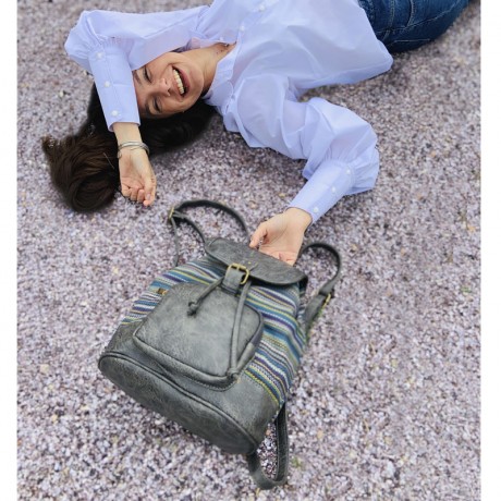 MOCHILA BOHO OLIVIA DISEÑO ESPIGA Y GRAFITO