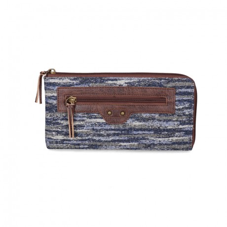 BILLETERA BOHO JULIA DISEÑO JASPEADO Y TABACO