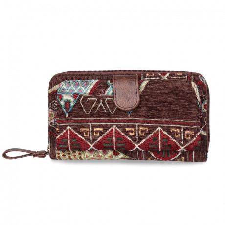 BILLETERA BOHO RENATA DISEÑO ÉTNICO Y TABACO