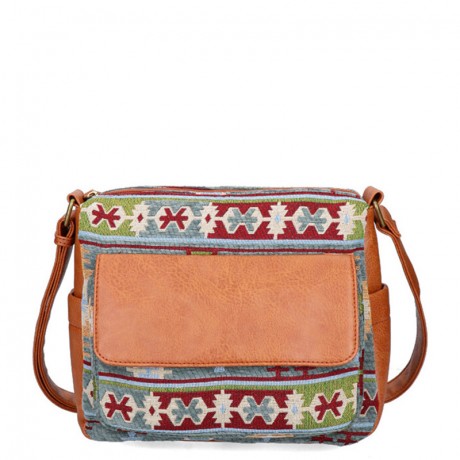 BANDOLERA BOHO PAULA DISEÑO ÉTNICO Y AVELLANA