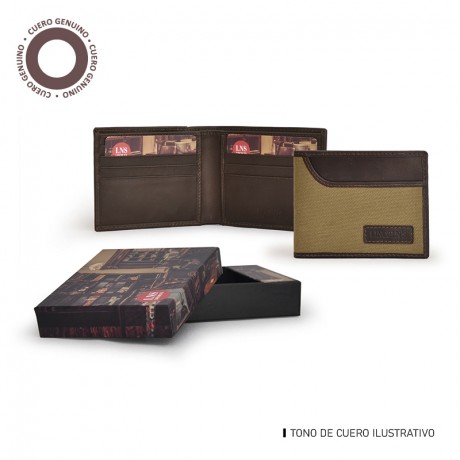 BILLETERA CANVAS ZEUS TABACO Y TOSTADO