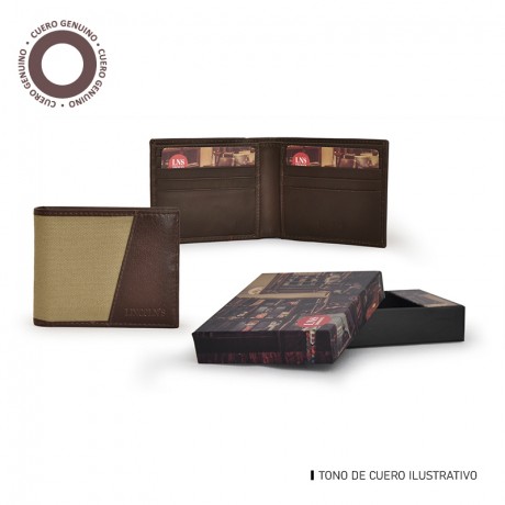 BILLETERA CANVAS ARES TABACO Y ARENA