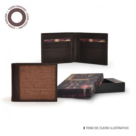 BILLETERA CANVAS CRONOS TABACO Y HABANO
